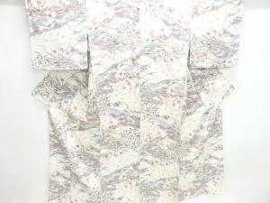 家屋風景模様単衣小紋着物